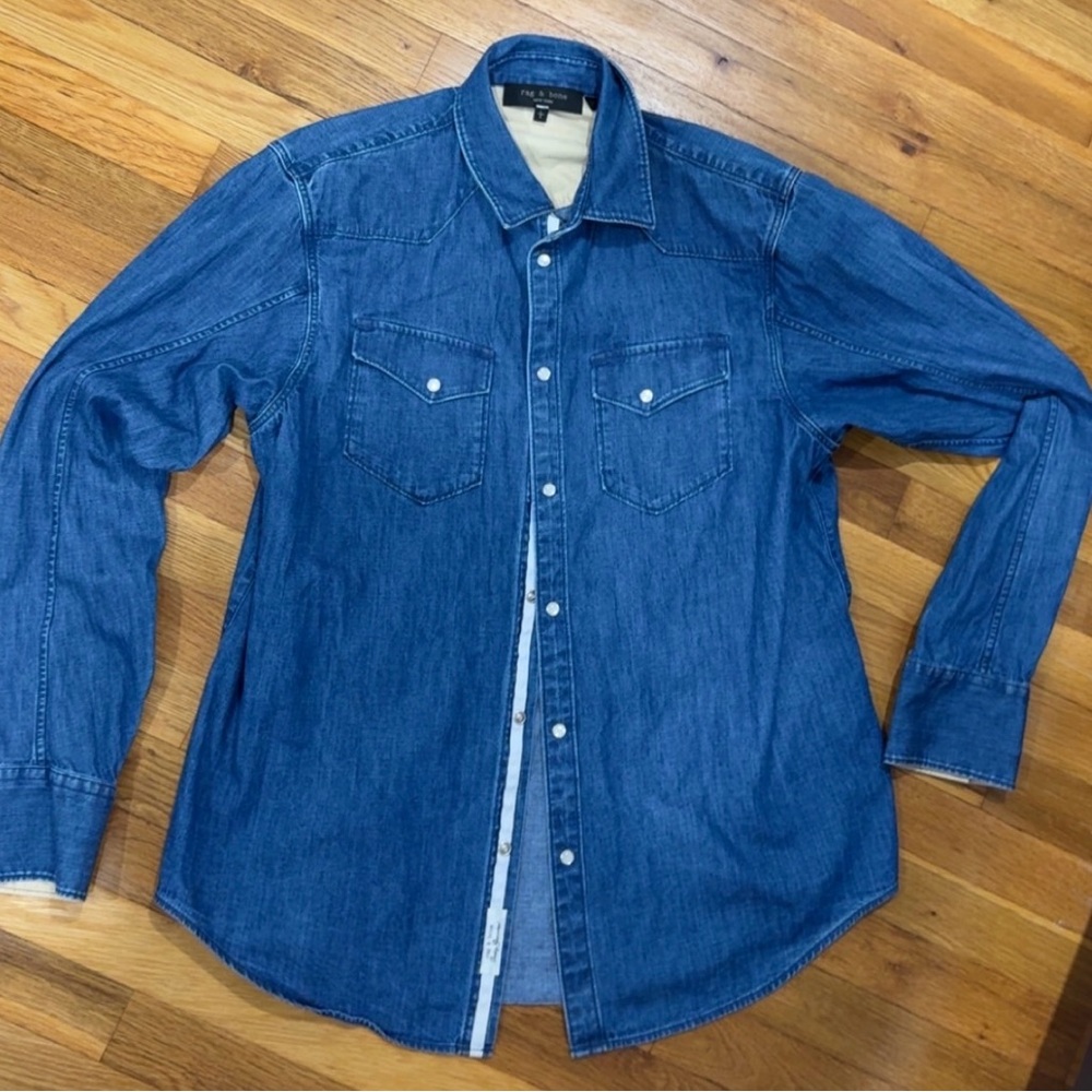 rag & bone Indigo Casual Button Down Shirt